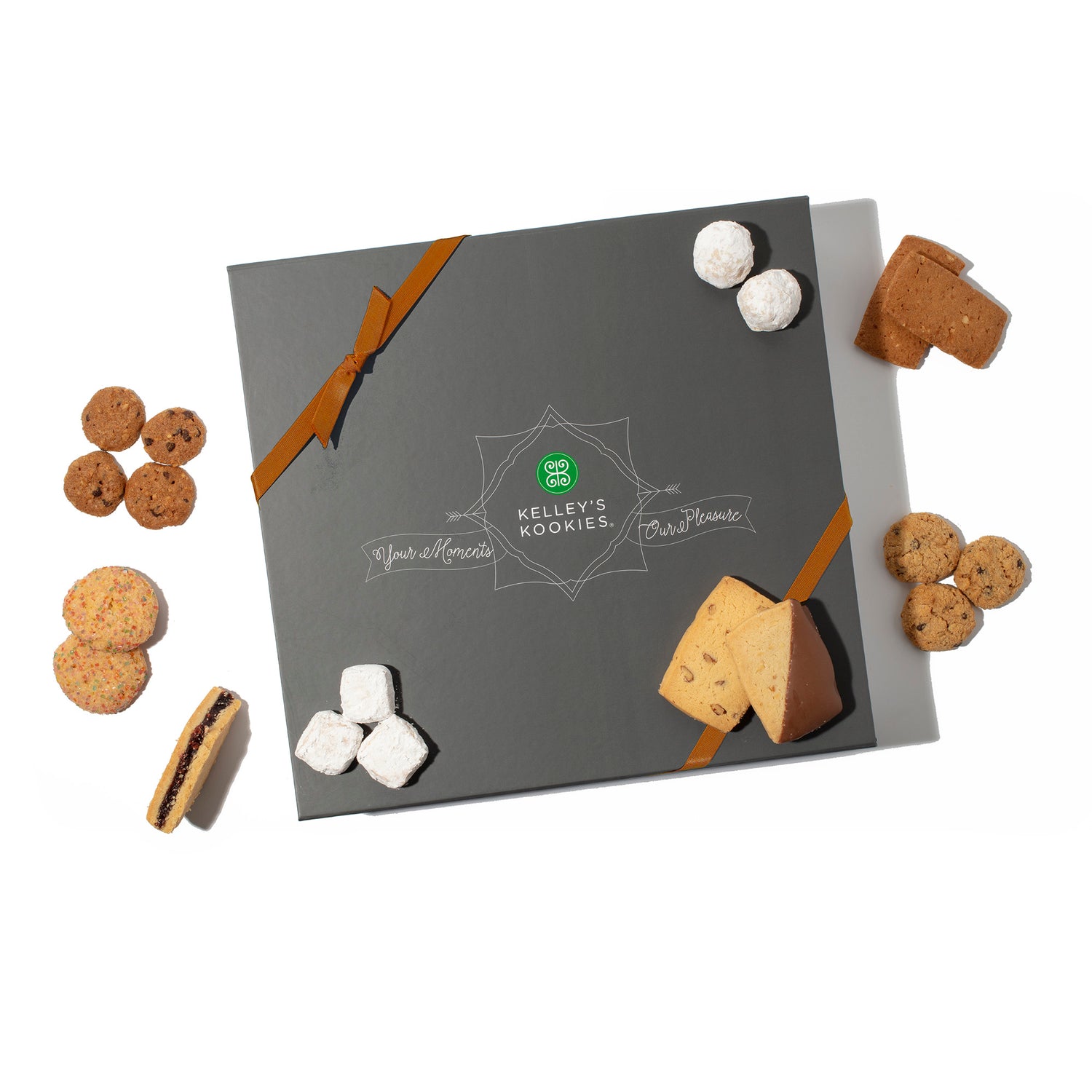 grand gift box with brown ribbon